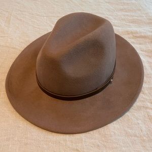 Free People Wythe leather band felt hat mocha brown tan